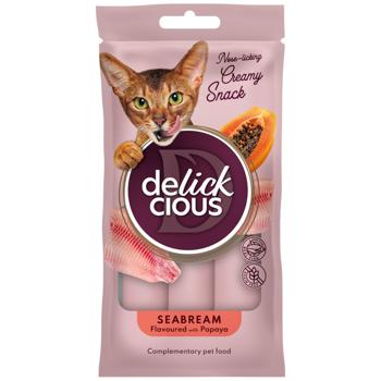 Лакомство для кошек Delickcious дорада с добавлением папайи 15г х 4шт - купить, цены на MasterZoo - фото 1