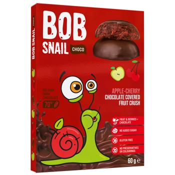 Цукерки Bob Snail яблучно-вишневі в чорному шоколаді без цукру 60г
