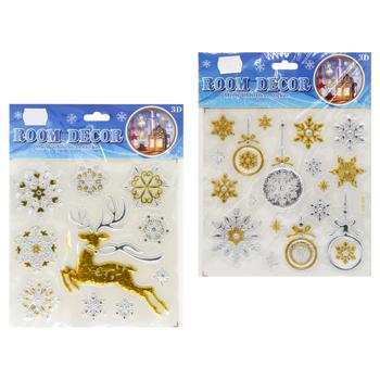 Наклейки на вікна новорічні 18х18см в асортименті
