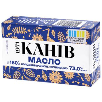 Масло Канів Селянське сладкосливочное 73% 180г