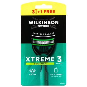 Станок Wilkinson Sword Xtreme3 Sensitive одноразовий 3+1шт - купити, ціни на Auchan - фото 1