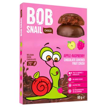 Цукерки Bob Snail яблучно-малинові в чорному шоколаді 60г