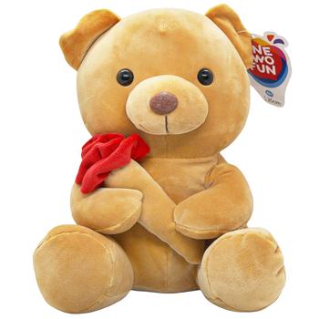 One Two Fun Valentine Teddy Bear with Rose 25cm - buy, prices for Auchan - photo 5