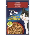 Корм Felix Sensations Jellies З яловичиною в желе з томатами для дорослих котів 100г