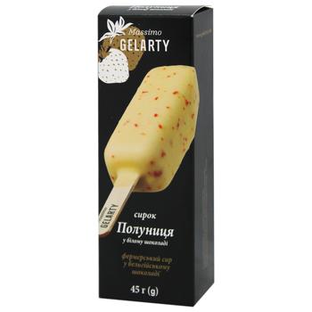 Сырок глазированный Gelarty Клубника в белом шоколаде 24,3% 45г