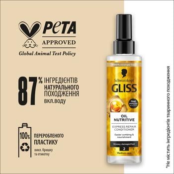 Экспресс-кондиционер Gliss Kur Oil Nutritive для сухих и поврежденных волос 200мл Экспресс-кондиционер Gliss Kur Oil Nutritive для сухих и поврежденных волос 200мл - купить, цены на - фото 6
