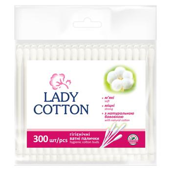 Палички ватні Lady Cotton в поліетиленовому пакеті 300шт - купити, ціни на Cупермаркет "Харків" - фото 1