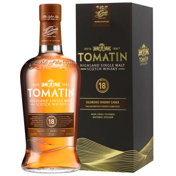 Віскі Tomatin 18 років 46% 0,7л - купити, ціни на МегаМаркет - фото 1