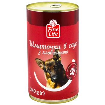 Корм вологий Fine Life Шматочки в соусі з яловичиною для дорослих собак 1240г