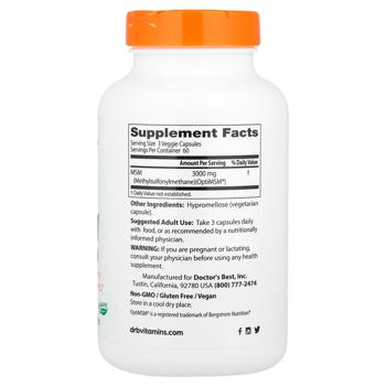 Doctor's Best MSM Methylsulfonylmethane 3000mg 180 capsules - buy, prices for Biotus - photo 2