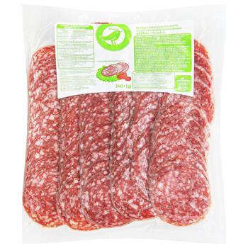 Набір ковбас Auchan Асорті сирокопчених першого сорту 240г - купити, ціни на Auchan - фото 1