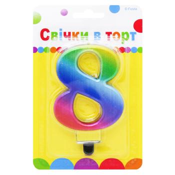 Party Favors Digit 8 Colored Cake Candle 9cm - buy, prices for NOVUS - photo 1