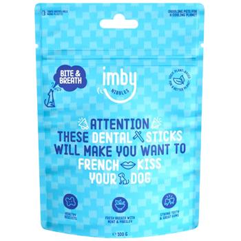 Ласощі для собак Imby Bite&Breath Печиво для догляду за зубами і яснами з м'ятою та петрушкою 100г - купити, ціни на MasterZoo - фото 1
