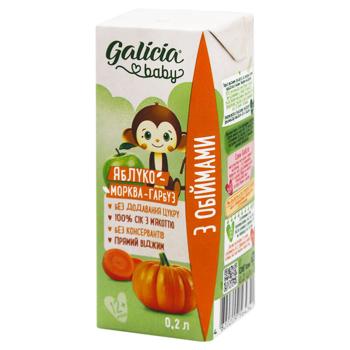 Сік дитячий Galicia Baby яблуко-морква-гарбуз з м'якоттю 200мл - купити, ціни на Восторг - фото 1