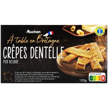 Млинці хрусткі Auchan Crepes Dentelle 120г - купити, ціни на - фото 2