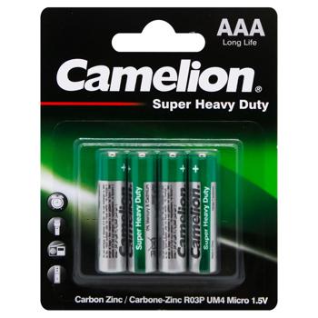 Бaтарейки Camelion Super Heavy Duty Zinc Carbon AAA 4шт - купити, ціни на ЕКО Маркет - фото 1