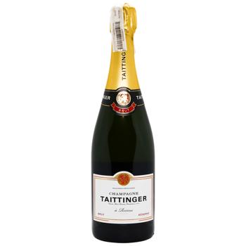 Шампанське Taittinger Brut Reserve біле брют +2 бокали 12,5% 0,75л - купити, ціни на МегаМаркет - фото 1