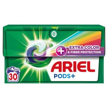 Капсулы для стирки Ariel PODS + Экстразащита цвета и волокон 30шт - купить, цены на Auchan - фото 1