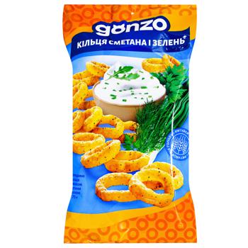 Кольца кукурузные Gonzo со вкусом сметаны и зелени 75г - купить, цены на ЕКО Маркет - фото 1