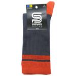 Premier Socks Men's Ribbed Contrast Heel/Toe Socks s.25 Grey + Brick Red