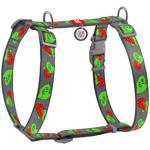 Waudog Nylon H-Shaped Harness for Dogs with QR Passport 40-70cm/20mm with Guelder Rose Design