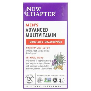 Мультивітаміни і мінерали для чоловіків New Chapter Men's Advanced 120 таблеток - купити, ціни на Біотус - фото 3