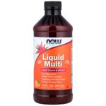 Мультивітаміни, Liquid Multi, Now Foods, рідкі, без заліза, тропічний апельсин, 473 мл