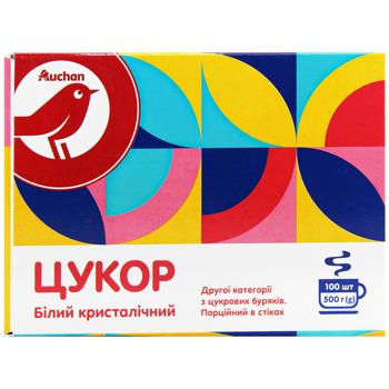 Auchan White Crystalline Sugar in Sticks 100pcs 500g - buy, prices for Auchan - photo 2