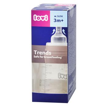 Бутылочка Lovi Trends медленный поток 3+ мес 250мл бежевый - купить, цены на NOVUS - фото 1