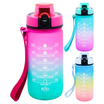 Пляшка для води Зед кольорова з мірною шкалою 20,5х7см в асортименті - купити, ціни на ЕКО Маркет - фото 1