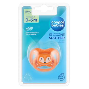 Canpol Babies Cute Animals Silicone Symmetrical Soother 0-6 Months Orange