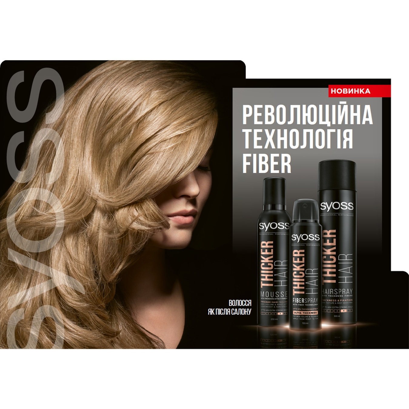 

Лак для волос SYOSS Thicker Hair с волокнами для утолщения волос Фиксация 4 400мл