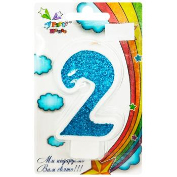 Свічка Party House цифра 2 блакитний - купити, ціни на Cупермаркет "Харків" - фото 1