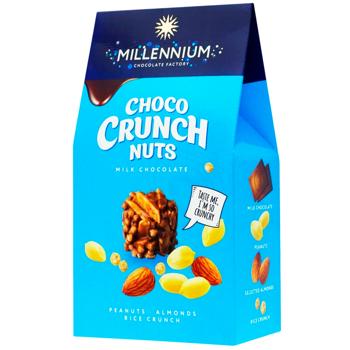 Конфеты Millennium Choco Crunch Nuts с арахисом миндалем и рисовыми шариками в молочном шоколаде 100г - купить, цены на - фото 1