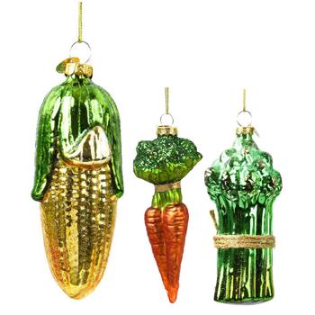 Decoris Vegetables Glass Pendant 11cm in assortment