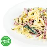 Salad with Omelette Pancakes and Salami