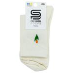 Шкарпетки Premier Socks жіночі класичні в рубчик з вишивкою квітка р.23-25 молочний