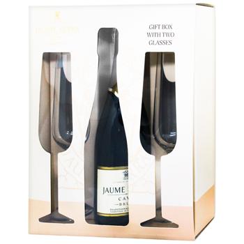 Jaume Serra Cava Brut Sparkling White Brut Wine 0.75l + 2 Glasses - buy, prices for Tavria V - photo 1