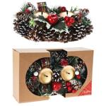 New Year's Wreath with 2 Candle Holders for Table Candles 26x16x8cm
