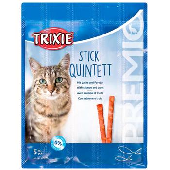 Trixie Premio Stick Quintett Sticks with Salmon and Trout Cat Snack 5pcs x 5g - buy, prices for COSMOS - photo 1