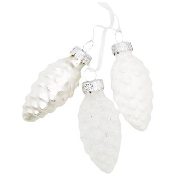 Набір прикрас House of Seasons 3 шишки 2шт*6*3см білий - купити, ціни на МегаМаркет - фото 1