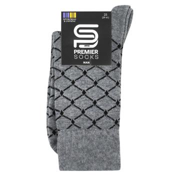 Шкарпетки Premier Socks Преміум чоловічі р.25 світло-сірий ромб