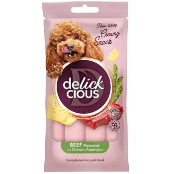 Delickcious Creamy Snack Dog Snack with Beef, Cheese and Asparagus 4pcs*15g - buy, prices for Supermarket "Kharkiv" - photo 1