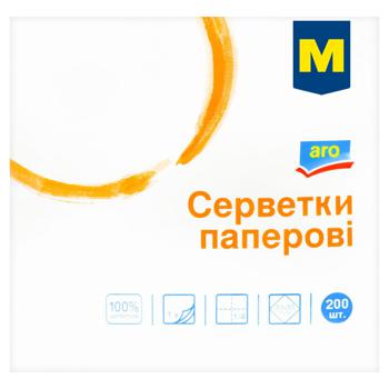 Салфетки бумажные Aro однослойные белые 33х33 200шт - купить, цены на  - фото 1