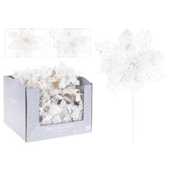 Цветок искусственный Mondex Пуасентия белый 14х22,5см в ассортименте