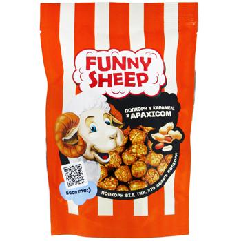 Funny Sheep Pop Corn Coated with Caramel with Peanuts and Peanut Butter 90g