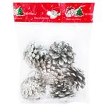 Набор шишек натуральных серебряных 6шт