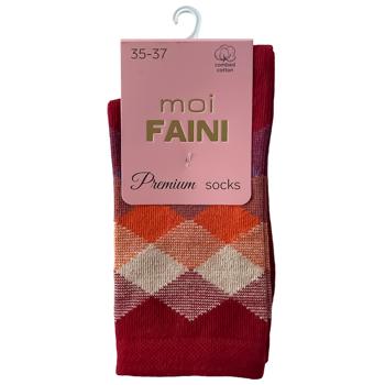 Moi Faini Rhombus Women's Dark Red Socks Size 35-37 - buy, prices for - photo 1