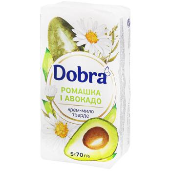 Крем-мыло твердое Dobra Ромашка и авокадо 70г х 5шт - купить, цены на Auchan - фото 1