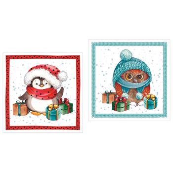 Silken Penguin and Owl 2-Ply Table Napkins 33x33cm 12pcs